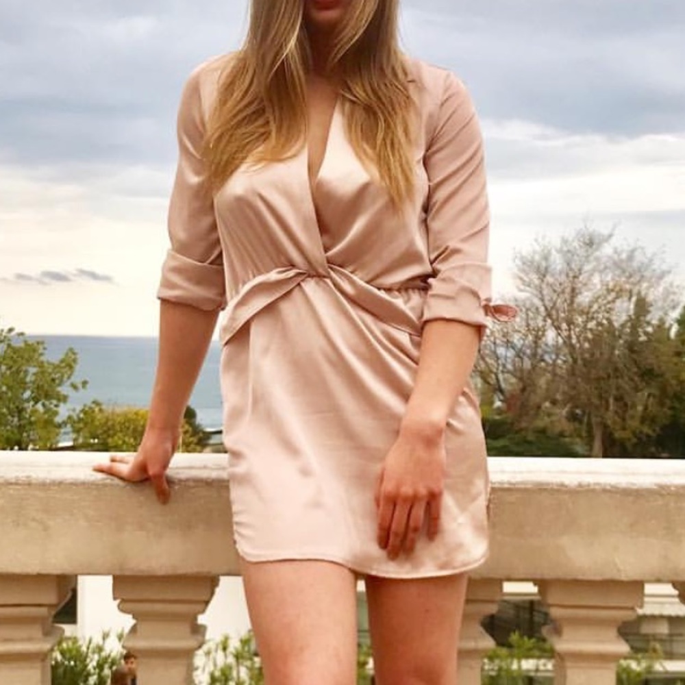 Rose gold shirt dress